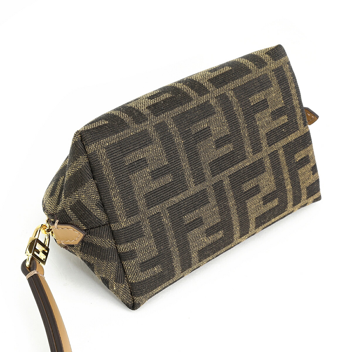 楽天市場】フェンディ ポーチ FENDI ブラウンFFジャカードファブリック