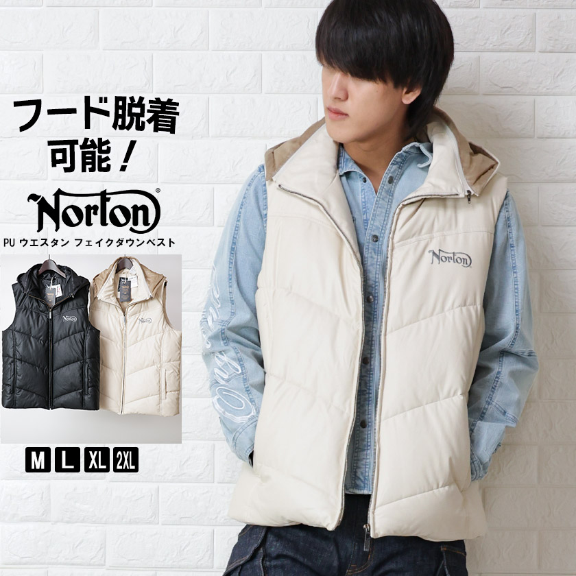 楽天市場】Norton ノートン ベスト メンズ 合皮 中綿 ダウンベスト