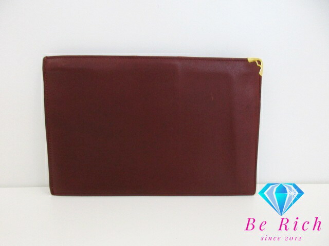 楽天市場】カルティエ Cartier ポーチ マスト ライン ボルドー レザー