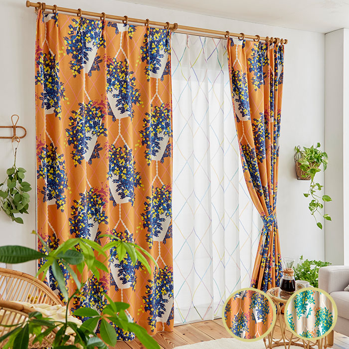 楽天市場】北欧カーテン 遮光カーテン ハンギング 花瓶 花柄 かわいい