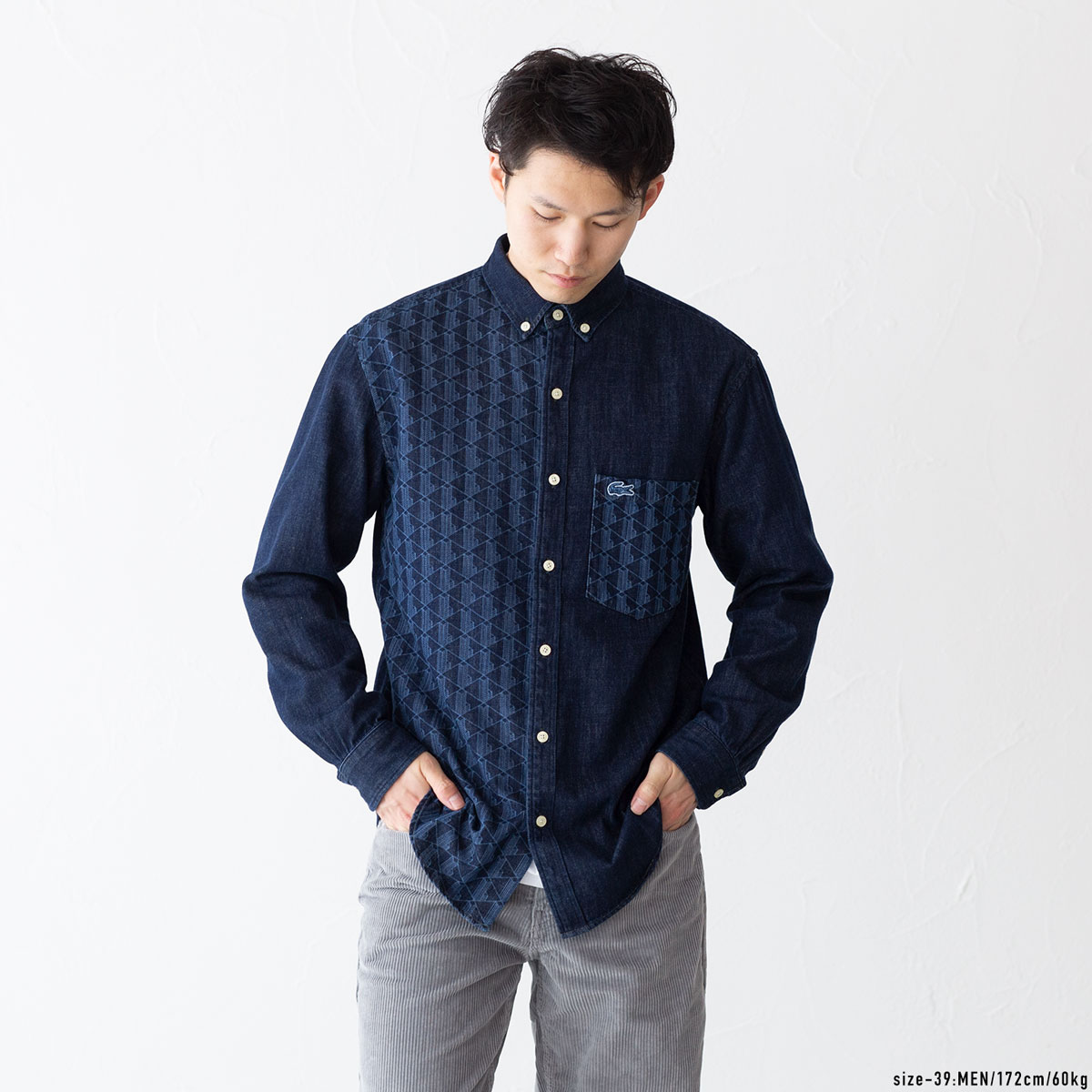 楽天市場】ラコステ アシンメトリー モノグラム デニムシャツ LACOSTE