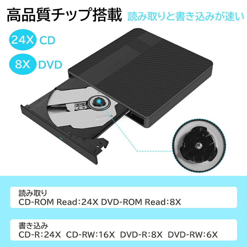 楽天市場】【1年間安心保証】DVDドライブ 外付け dvdドライブ USB 3.0
