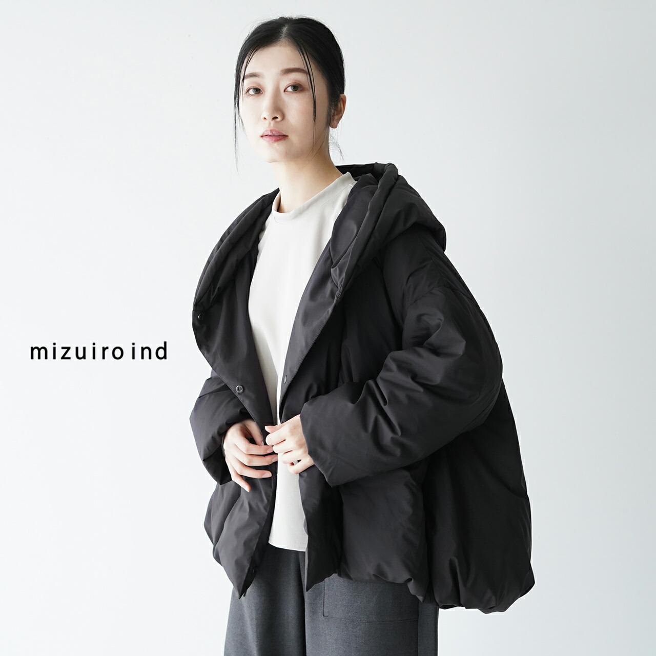 楽天市場】ミズイロインド mizuiro ind フーデッドワイド ダウン