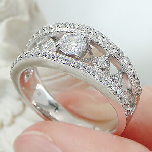 楽天市場】pt900 ゴージャス ダイヤモンド リング【0.76ct】中石0.3ct