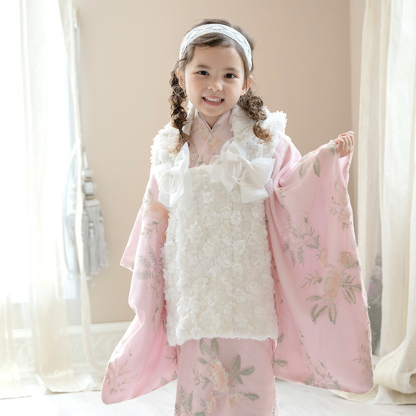 楽天市場】七五三 着物【雛祭りセール】花刺繍チュールレース着物と