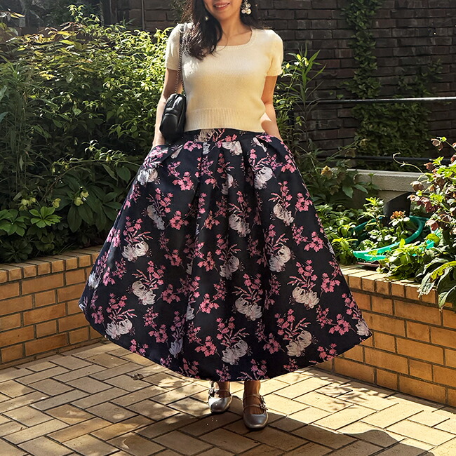 楽天市場】☆オリジナル☆ノーブル ジャガード スカート 花柄 スカート