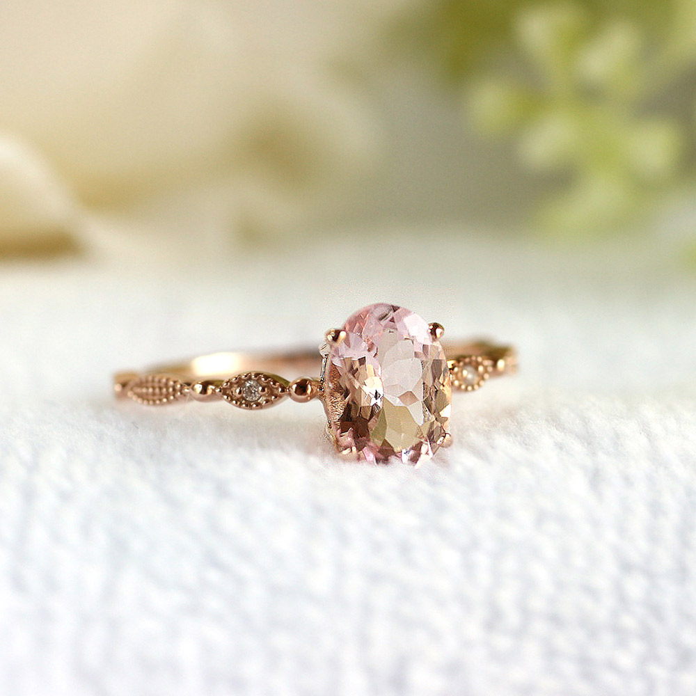 楽天市場】K18ピンクゴールド モルガナイト ダイヤモンド リングK18