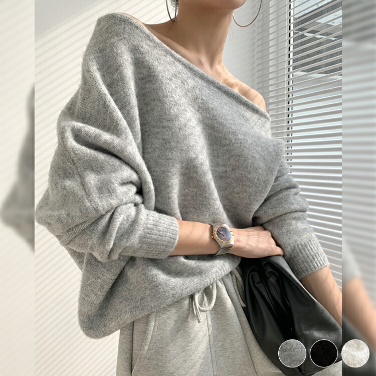 楽天市場】ニット レディース トップス セーター オフショルダー アン