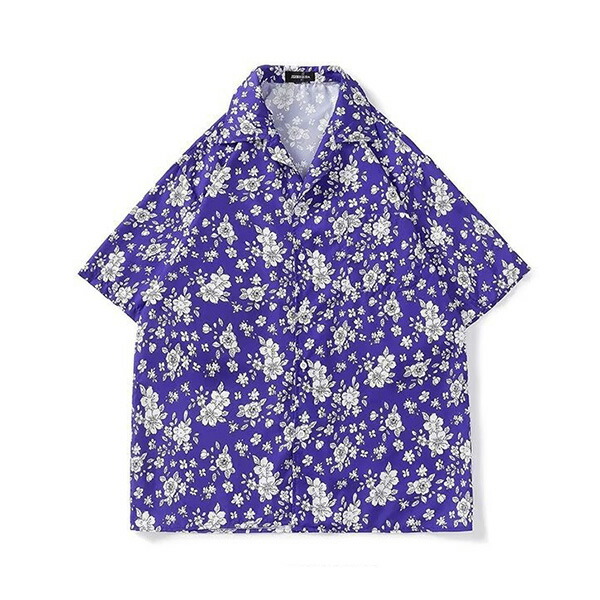 楽天市場】柄シャツ フラワー アロハ 花柄 小花柄 ボタニカル ブルー