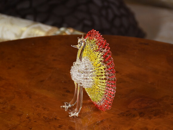 楽天市場】ガラスピーコック ガラス細工の孔雀 置物 オーナメント