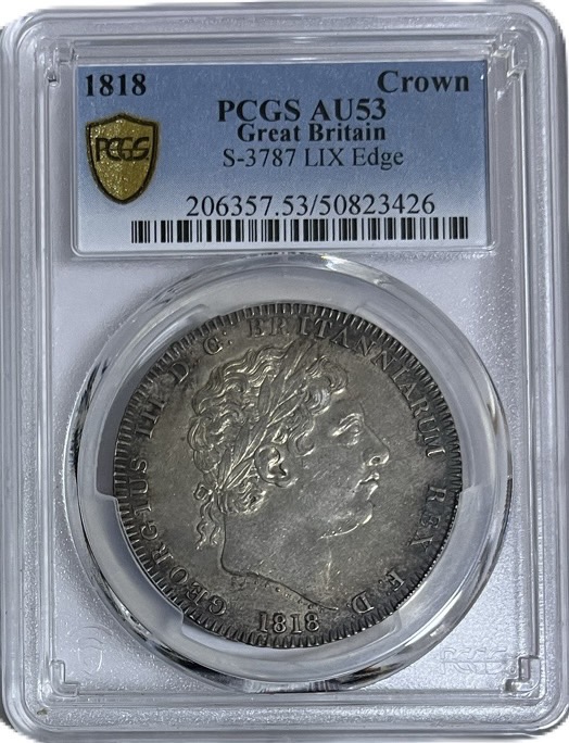 楽天市場】【期間限定価格】PCGS鑑定 大型クラウン銀貨 1818年 AU53 準