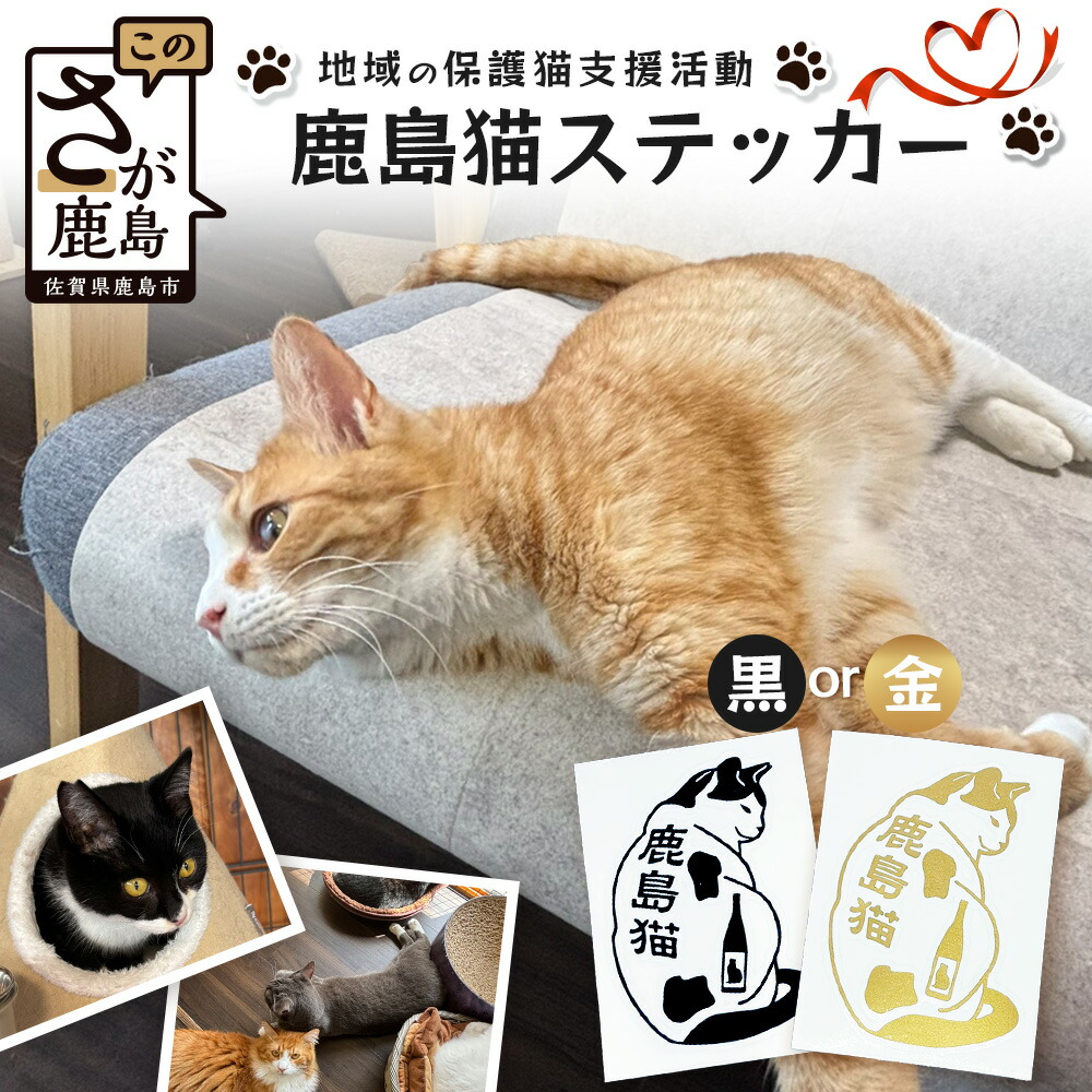 楽天市場】【ふるさと納税】鹿島猫ステッカー（金色）or（黒色）｜保護