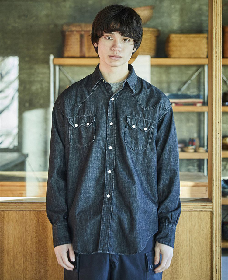 楽天市場】orSlow オアスロウ 01-8124-D61 Black Denim Western Shirt