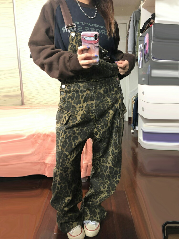 楽天市場】サロペット デニム ヒョウ オーバーオール パンツ デザイン