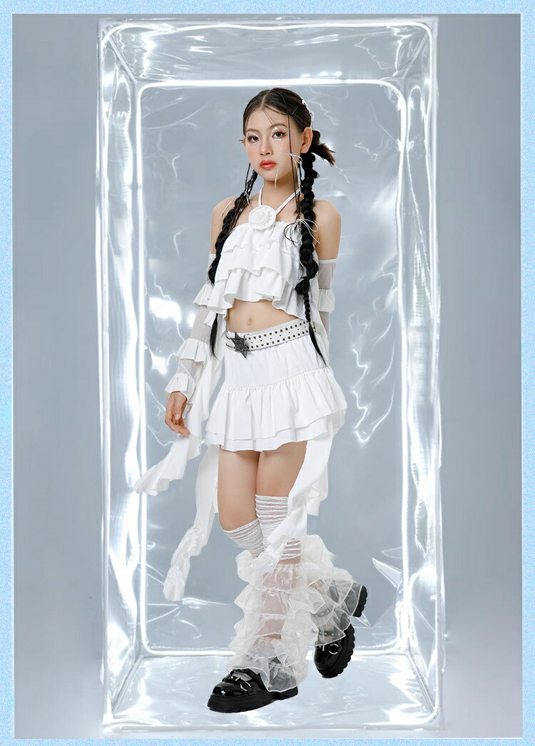 楽天市場】ホワイトフリル セットアップ キッズ ダンス衣装 女の子