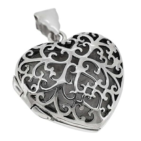 楽天市場】ハート型 透かし アラベスク シルバー ロケットネックレス