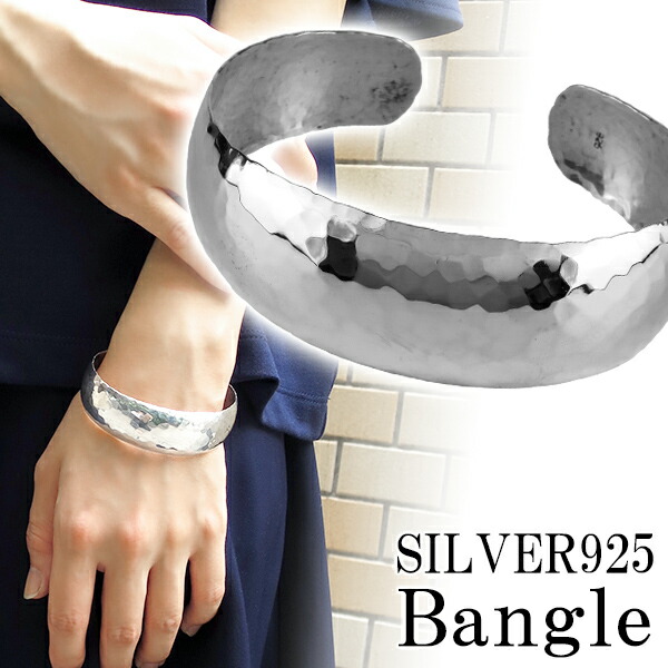 楽天市場】槌目 ワイド シルバーバングル 幅2.0cm シルバー