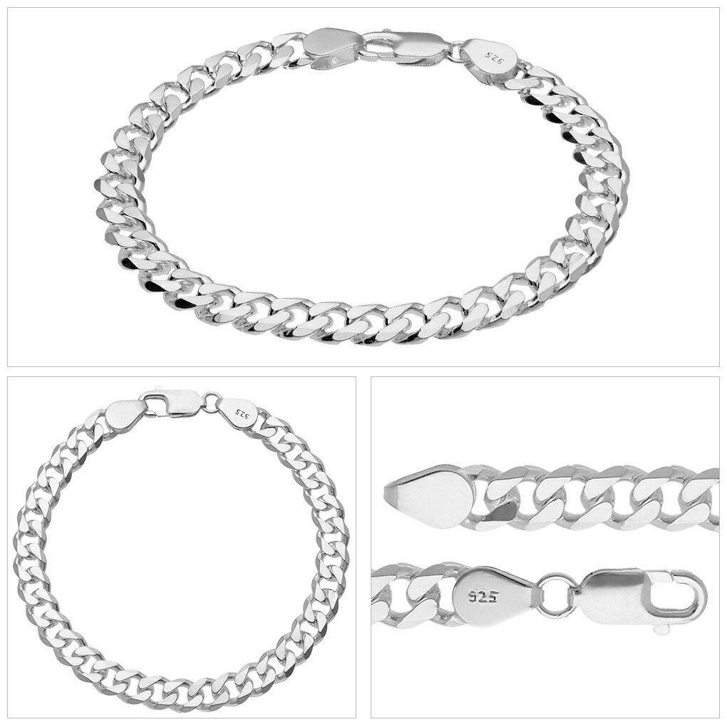 楽天市場】シルバー 喜平 チェーン ブレスレット 21cm 幅7.7mm 6面