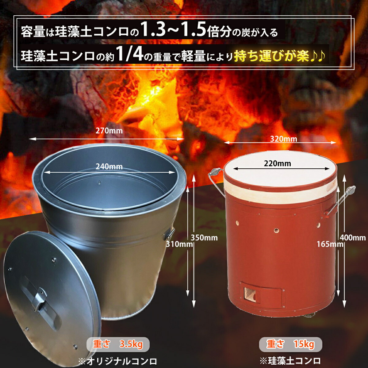 楽天市場】火種コンロ 珪藻土 代替え品 炭コンロ 空気調整可能