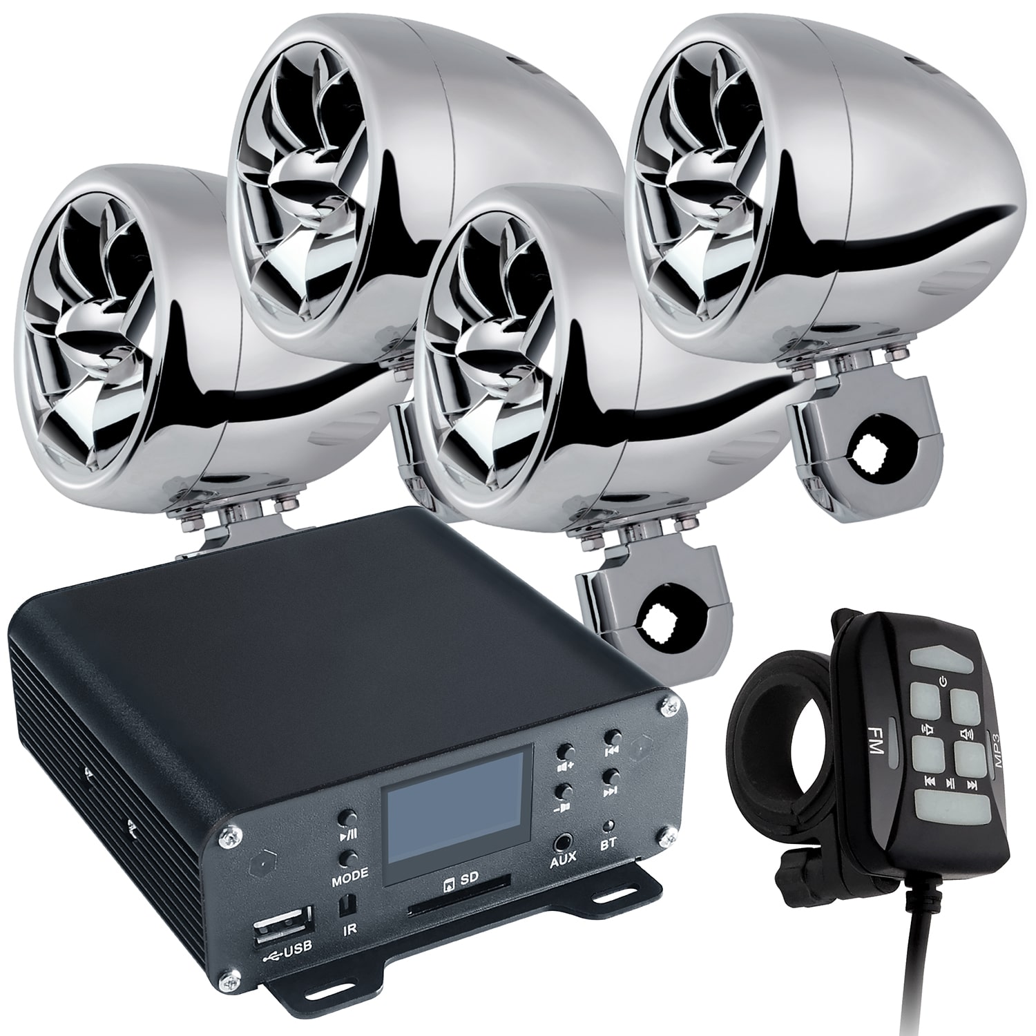 楽天市場】バイク オーディオ スピーカー 4ch 4台 最大 1000W 小型 4