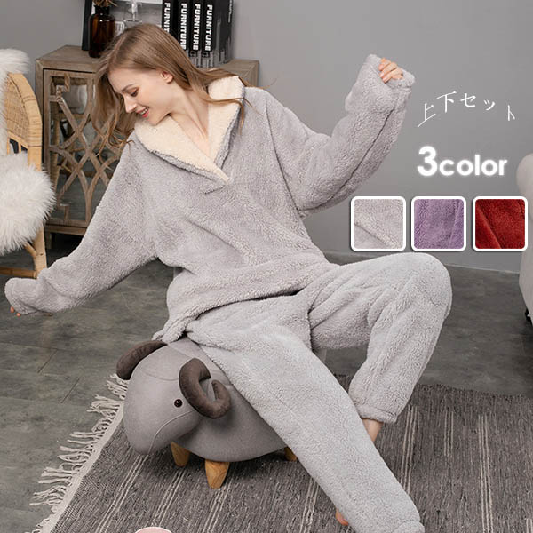 楽天市場】韓国 もこもこパジャマ レディース 暖かい モコモコ