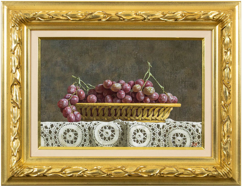 楽天市場】岩戸敏彦 「 葡萄 」 油絵 油彩画 P6 ( 6号 )【中古