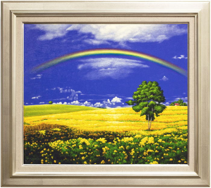 楽天市場】里中 游 「 花畑の虹 」 油絵 ・ 油彩画 F1 0 ( 10号