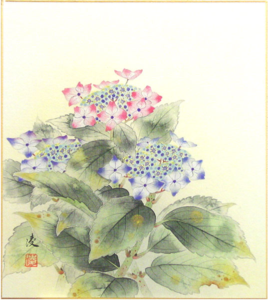 楽天市場】中村 凌「 紫陽花 」 色紙絵 : 内田画廊