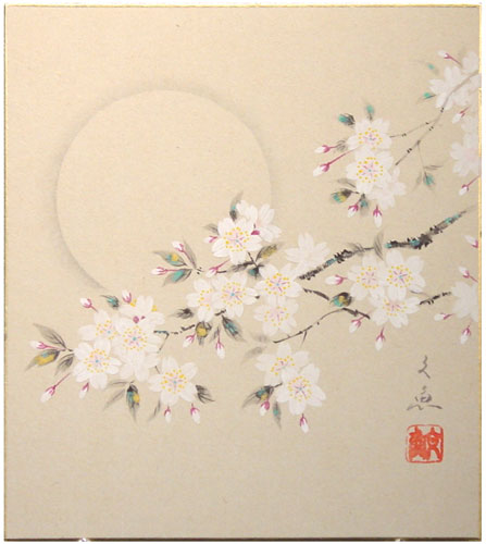 楽天市場】中谷文魚 「 宵桜 」 ( 月 ) 色紙絵 : 内田画廊
