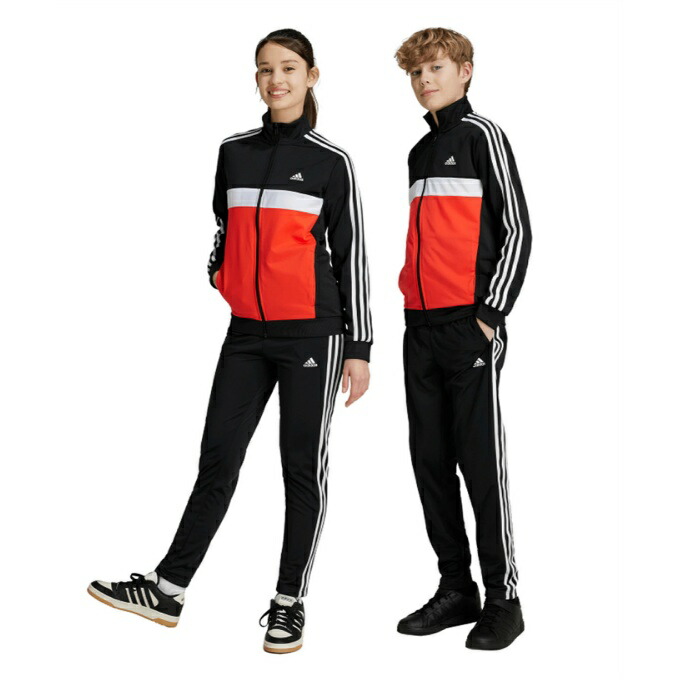 adidas ジャージ 黒/赤 長袖パンツ付きS size adidas ジャージ 黒/赤