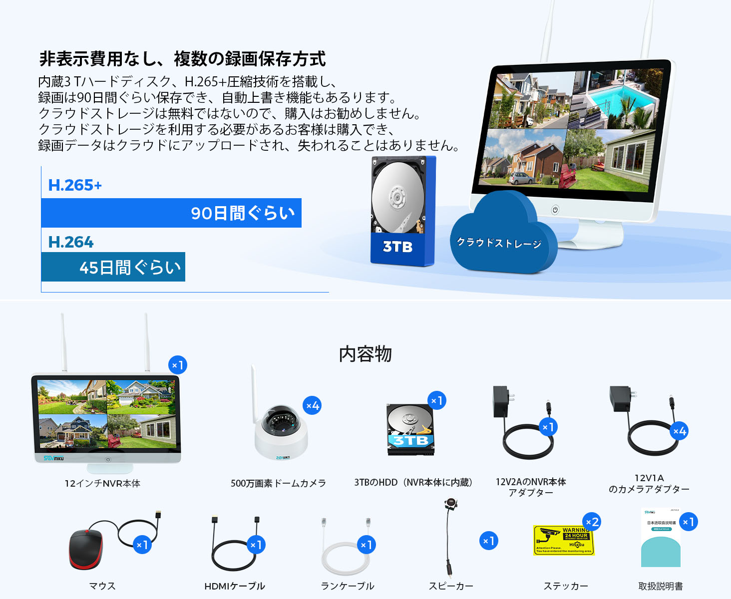 楽天市場】【500万画素・ドーム型4台セット】SOVMIKU 防犯カメラ 12