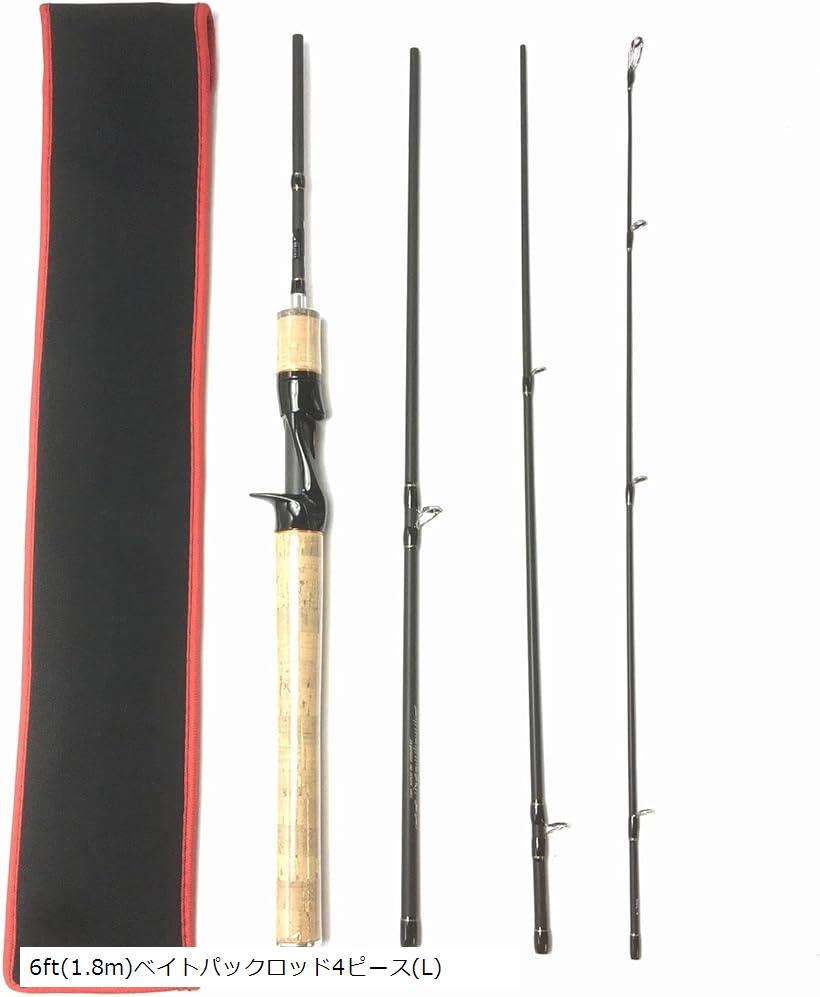 楽天市場】6フィート ベイトパックロッド 4ピース L ベイトフィネス