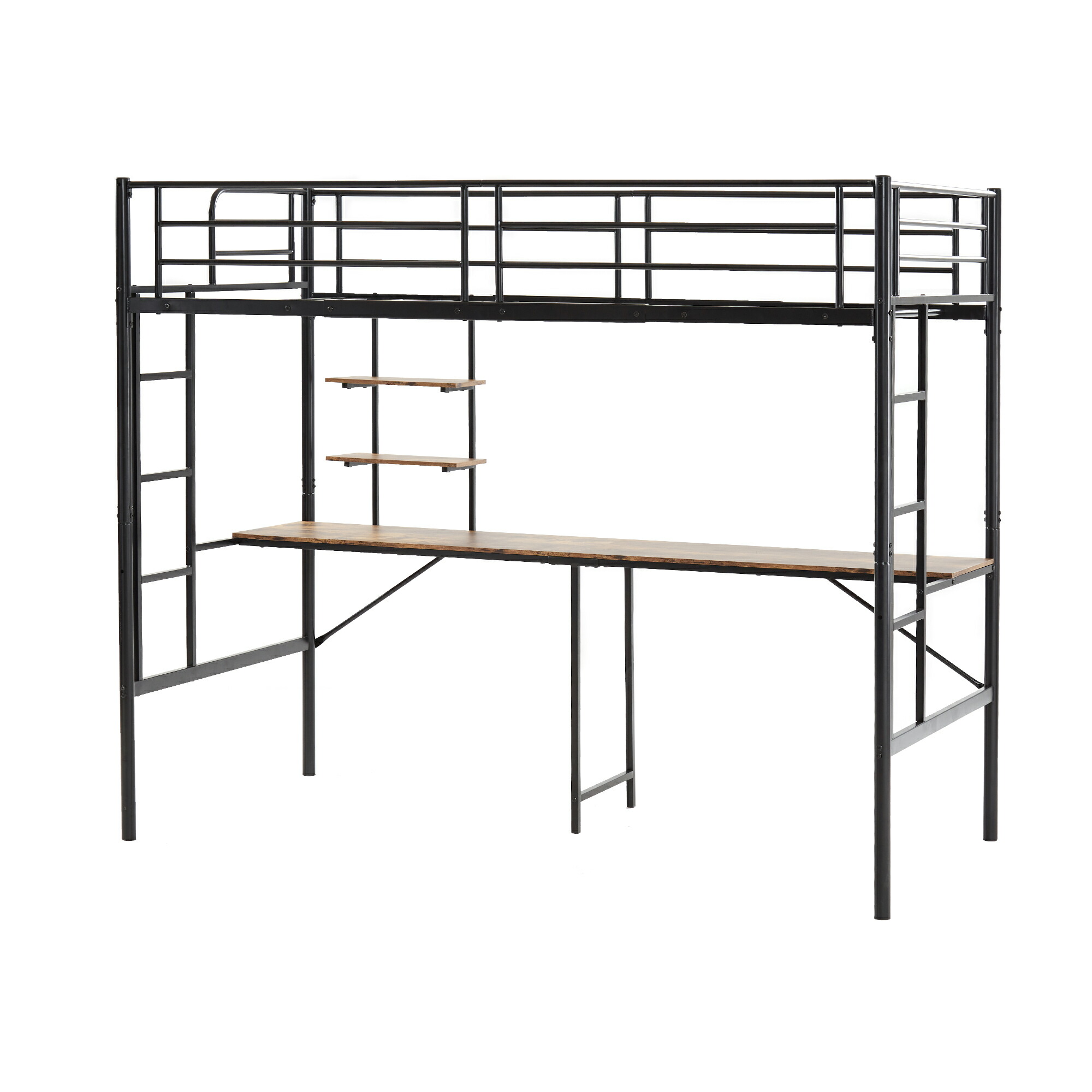 楽天市場】ロフトベッド パイプベッド シングル 高さ170cm デスク付き