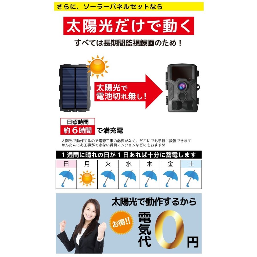 楽天市場】防犯カメラ 屋外 ソーラーパネル 256GBmicroSDカード 4K高