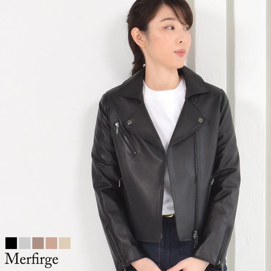 楽天市場】ライダースジャケット [Merfirge]ラムレザー ダブル