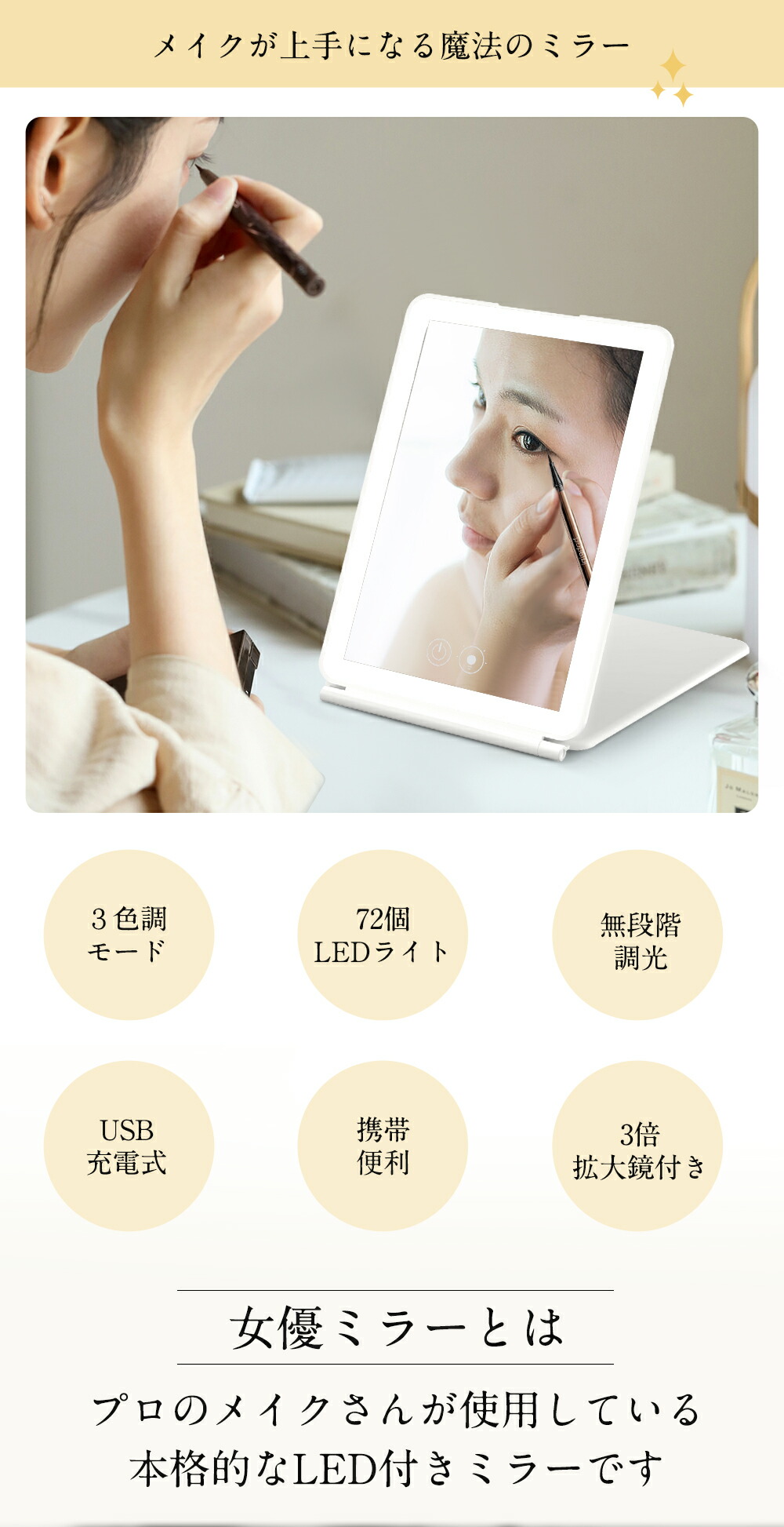 楽天市場】＼10%OFFクーポン／日光女優ミラー 女優ミラー 卓上鏡 卓上