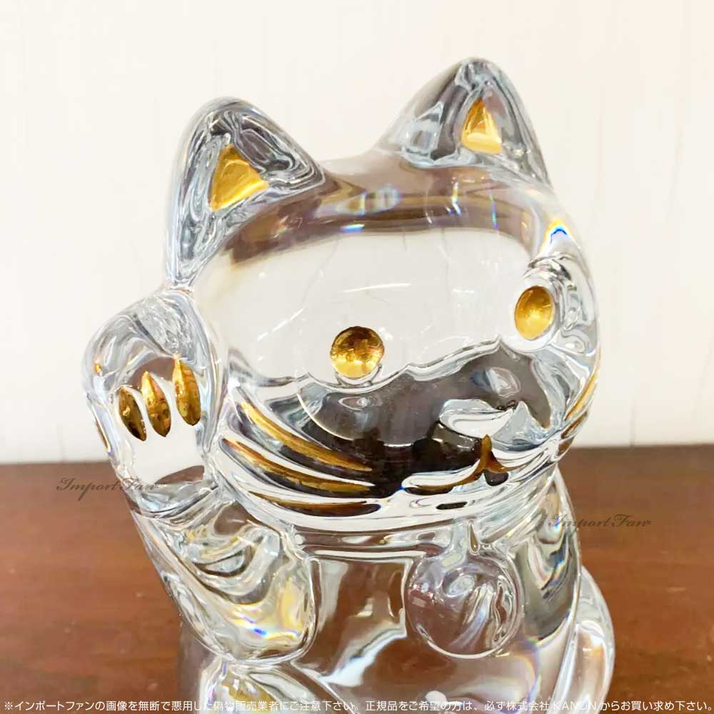 楽天市場】バカラ まねき猫 招き猫 クリスタル 座布団付 Lサイズ