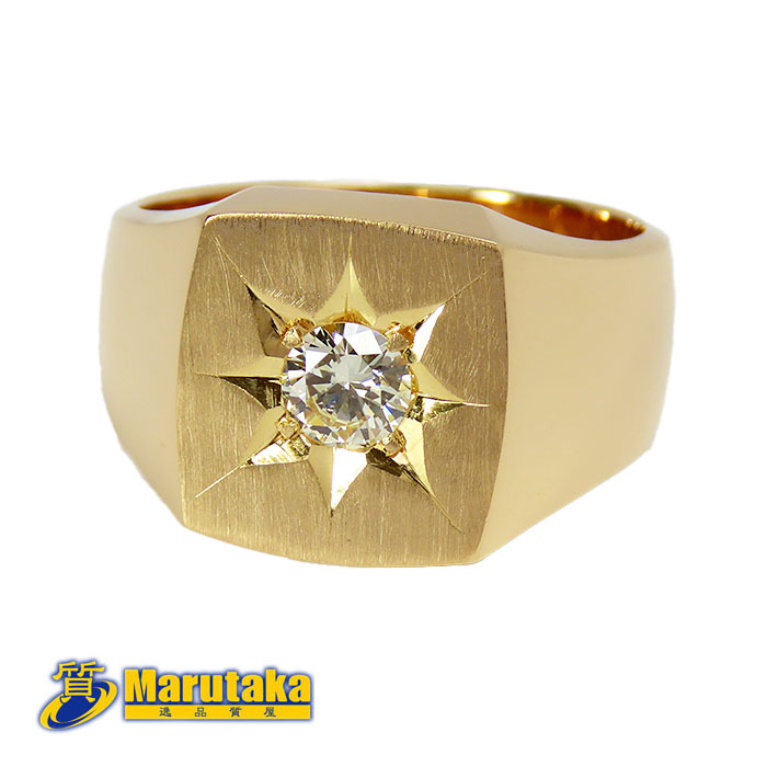 楽天市場】【K18 メンズリング】0.47ctダイヤモンド 印台 リング 24.5