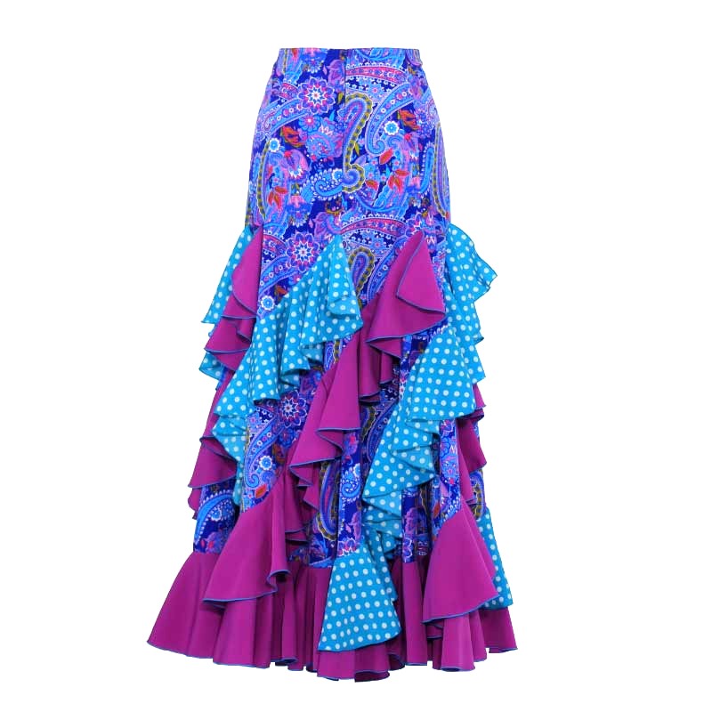 楽天市場】【現品】HF-1511 縦フリルスカート ブルーペイズリー【25V