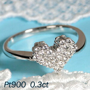 楽天市場】Pt900【0.30ct】ハート パヴェ ダイヤモンド リング【送料