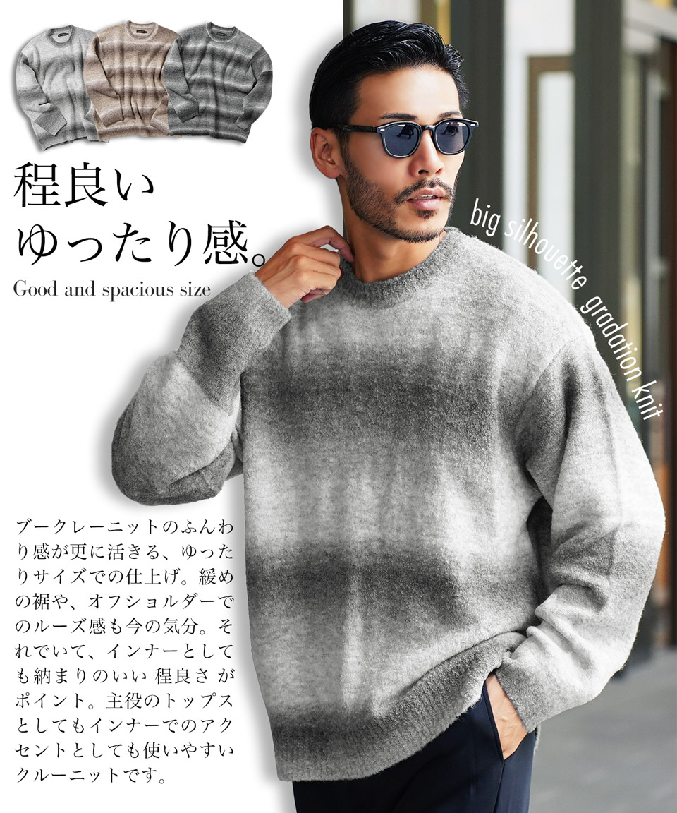 楽天市場】ニット セーター メンズ グラデーション ボーダー