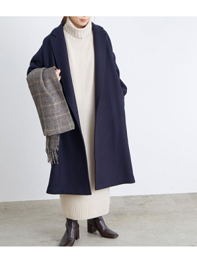 アダムエロペ adam et ropeダブルブレスト ロングコート ブルー L