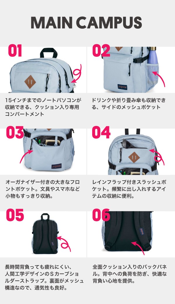 楽天市場】【公式】JANSPORT リュック ジャンスポーツ MAIN CAMPUS