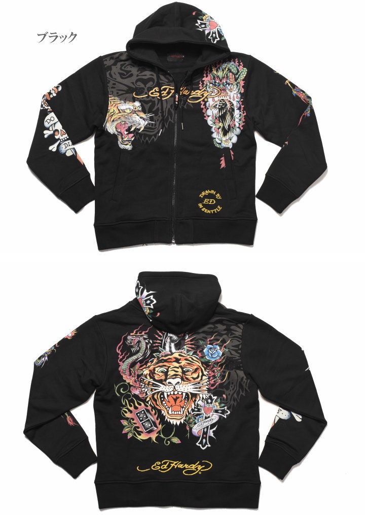 楽天市場】Ed Hardy エドハーディー パーカー TIGER 虎柄 刺繍プリント