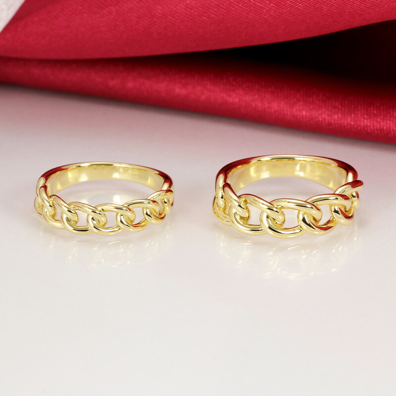 楽天市場】K18 YG チェーンリング ゴールド リング 太い 指輪 地金