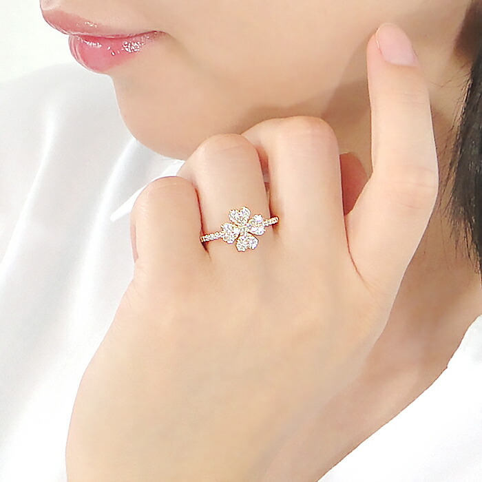 楽天市場】K18YG【0.60ct】ダイヤモンド フラワー モチーフ リング