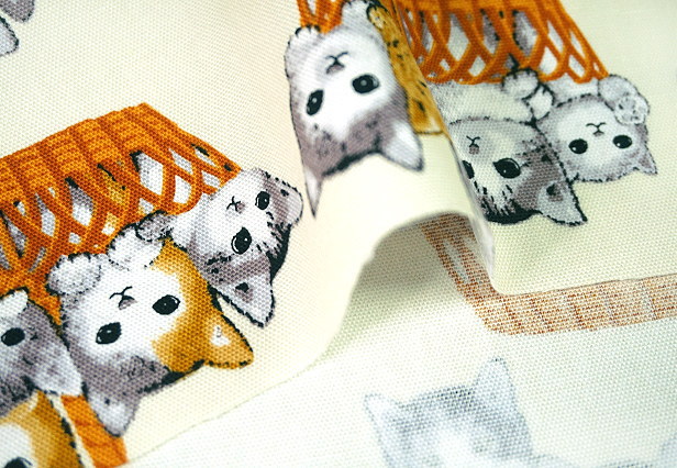 激レアねこパネル生地 ハンドメイド 布バスケット 激レアねこパネル