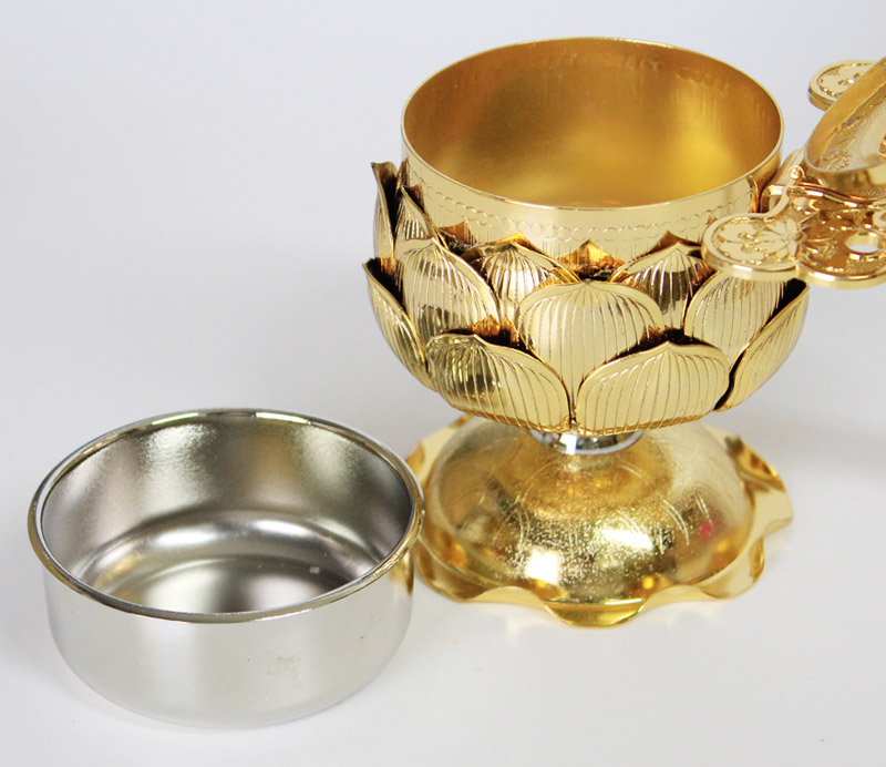 楽天市場】蓮華型柄香炉 金メッキ仕上 日本製 （5380-0300） : 仏壇