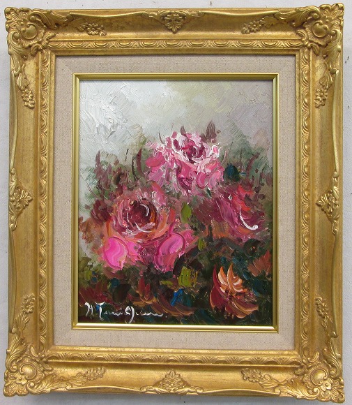 楽天市場】「バラ」（ピンクの薔薇）谷口春彦（F3サイズ油彩画[油絵