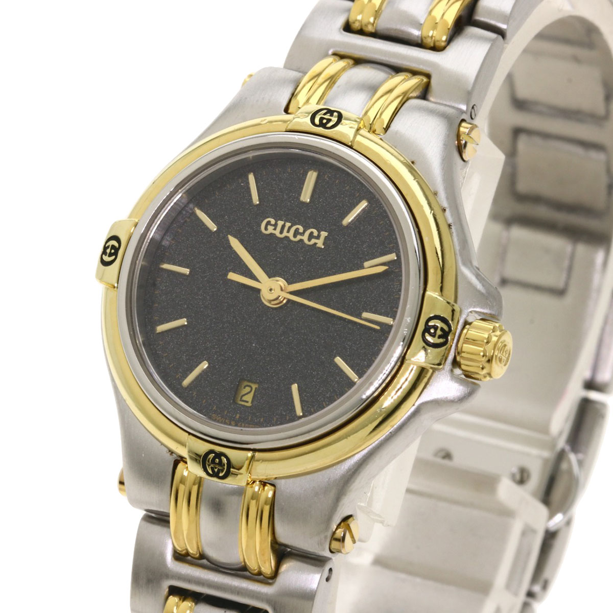 楽天市場】グッチ 9040L ラウンドフェイス 腕時計 ステンレススチール